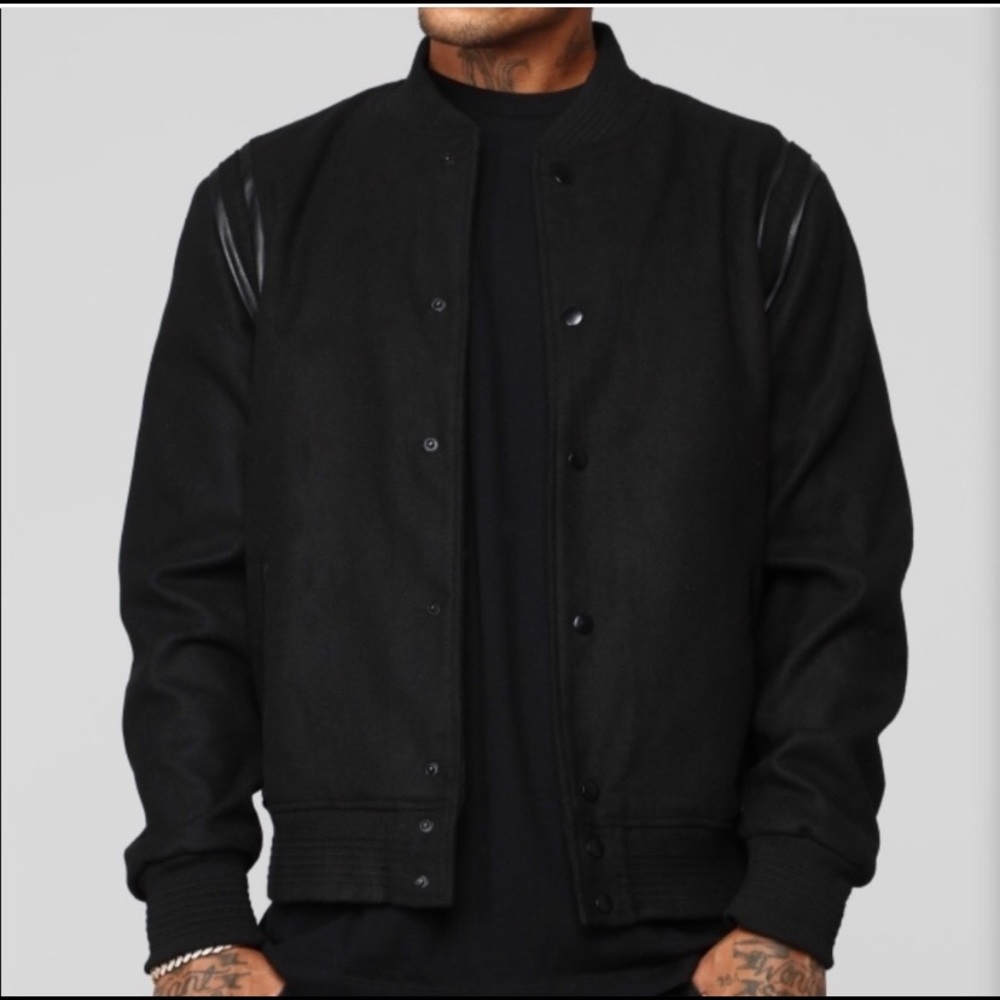 Black varsity jacket